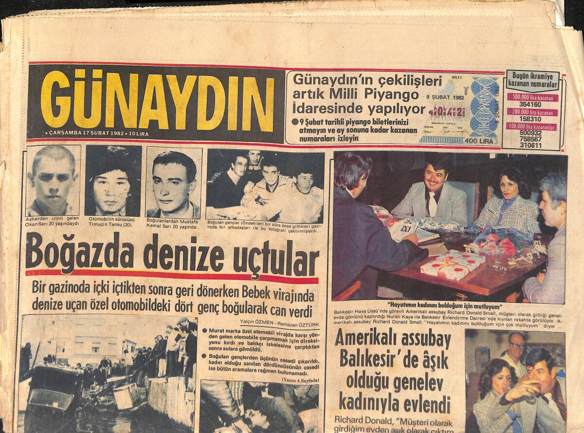 Günaydın Gazetesi 17 Şubat 1982 - Bütün Arap Ülkeleri Yunanistan'a Yardıma Gitti - Ağca'nın Yardımcısı Almanya'da Bulundu GZ2879 - 1