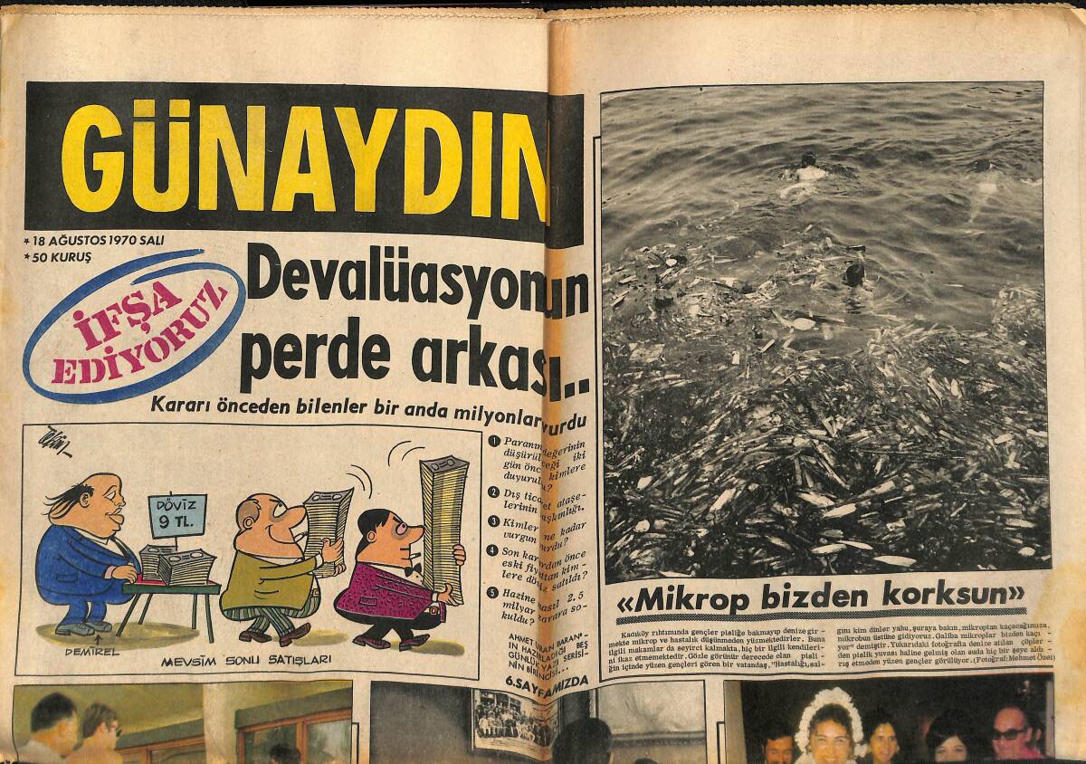 Günaydın Gazetesi 18 Ağustos 1970 - Ömür Göksel Kimsesiz Çocuklara Çikolata Dağıtıp Şarkı Söyledi - Hülya Koçyiğit Yeni Ayarlamaya Evet Dedi GZ152090 - 1