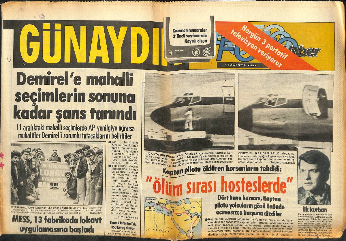 Günaydın Gazetesi 18 Ekim 1977 - İstanbul'un Yeni Polis Şefleri - Malezya'daki Raja Sarayı Ve Singapur Geceleri GZ141056 - 1