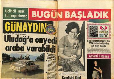 Günaydın Gazetesi 18 Haziran 1972 - Uludağa Onyedi Araba Varabildi GZ87438 - 1