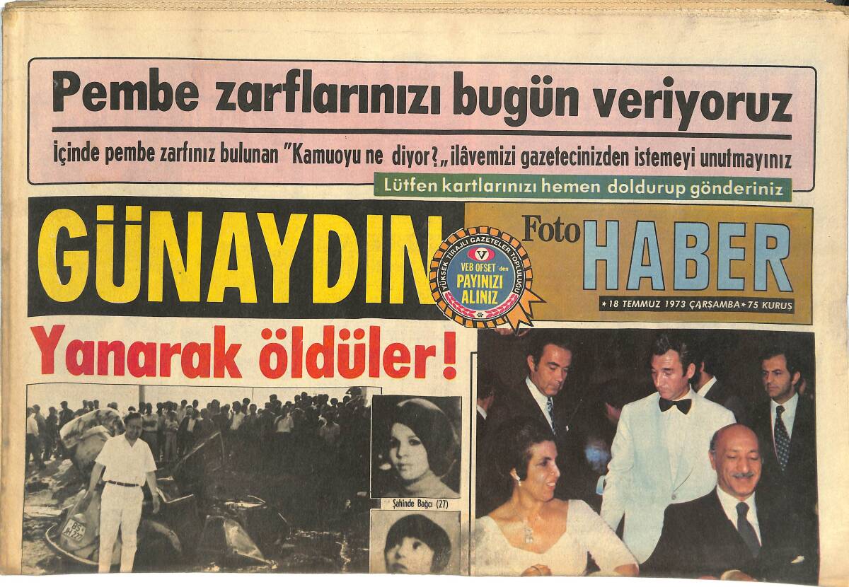 Günaydın Gazetesi 18 Temmuz 1973 - Britt Ekland Gayri Meşru Çocuğunu Doğururken Ölümden Döndü - Moskova'da Bir Garson Burton'u Kovdu GZ144928 - 1
