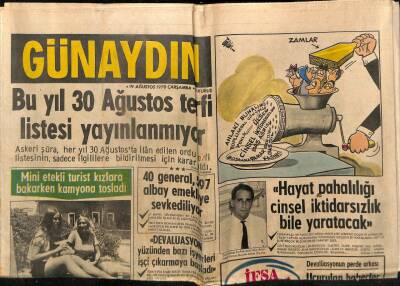 Günaydın Gazetesi 19 Ağustos 1970 - Bu Yıl 30 Ağustos Terfi Listesi Yayınlanmıyor GZ55859 - 1