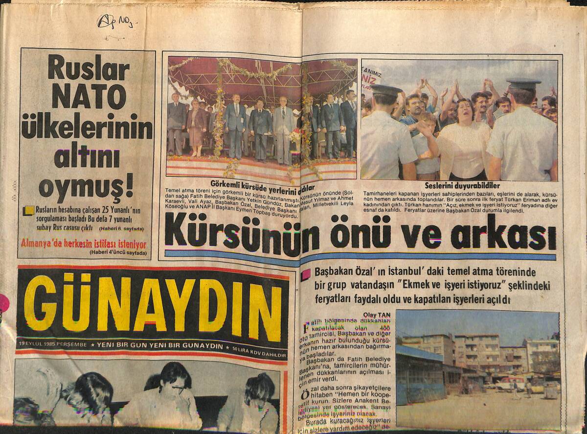 Günaydın Gazetesi 19 Eylül 1985 - Kırkından Sonra Kürtaj Yaptırdılar - Ruslar NATO Ülkelerinin Altını Oymuş GZ152141 - 1