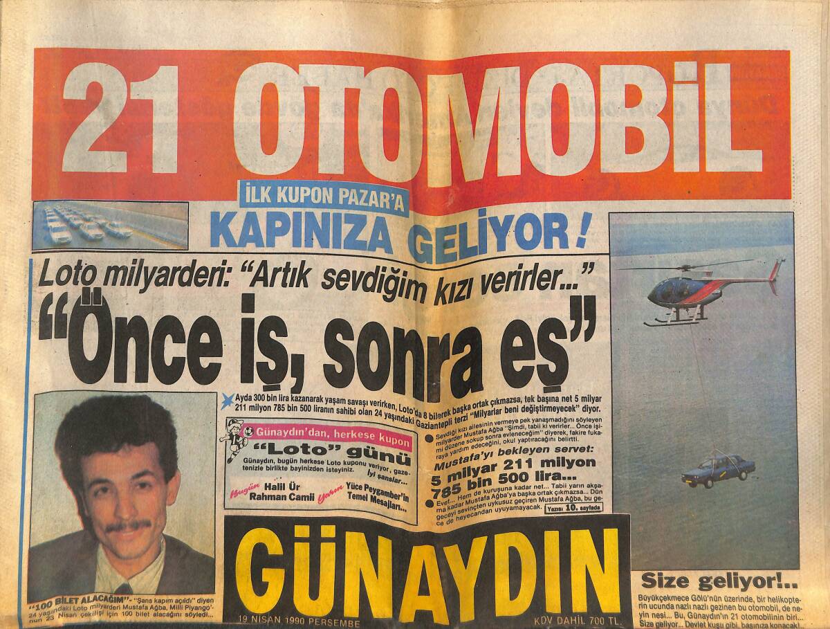 Günaydın Gazetesi 19 Nisan 1990 - Özal, Bush Tutanağı, Asıl Görüşmeyi yansıtmıyor - Türkiye Müzik Ödülleri, Sezen Aksu Ve Zerrin Özer'de GZ133941 - 1