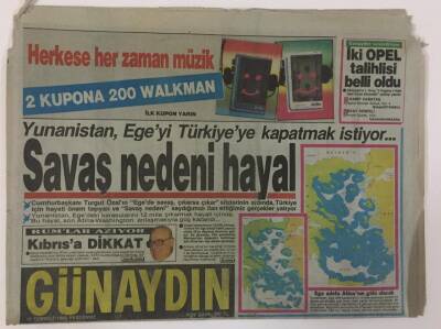 Günaydın Gazetesi 19 Temmuz 1990 - Yunanistan , Egeyi Türkiyeye Kapatmak İstiyor GZ13152 - 2