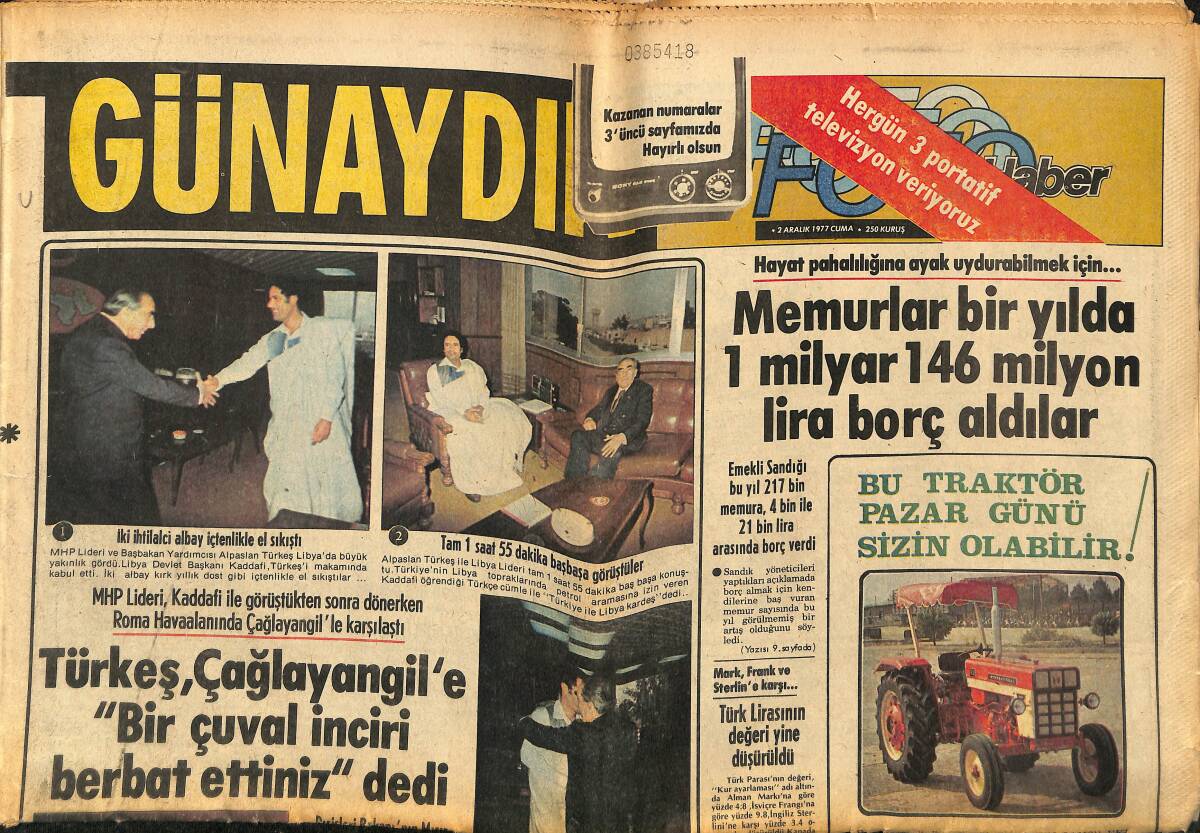 Günaydın Gazetesi 2 Aralık 1977 - Türkeş, Çağlayangil'e Bir Çuval İnciri Berbat Ettiniz, Dedi - Metreslere De Evli Kadınlarla Eşit Haklar Tanındı GZ152102 - 1