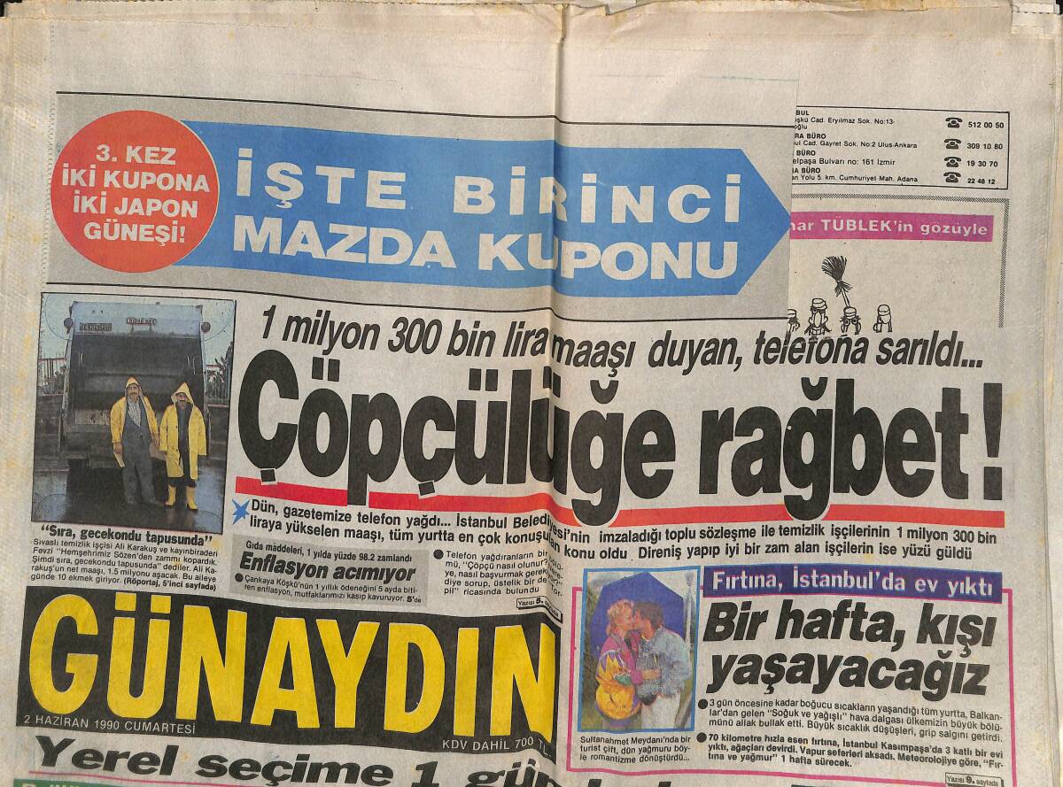 Günaydın Gazetesi 2 Haziran 1990 - Fatma Girik Aşkını Saklamıyor - Akbulutlar'ın Nilüferli Gecesi GZ152327 - 1