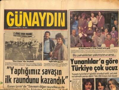 Günaydın Gazetesi 2 Kasım 1982 - Yunanlılara Göre Türkiye Çok Ucuz GZ89488 - 1