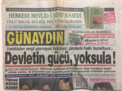 Günaydın Gazetesi 2 Mart 1990 - Varlıklıdan Vergi Almayan Hükümet, Zamlarla Halkı Bunaltıyor GZ27325 - 1
