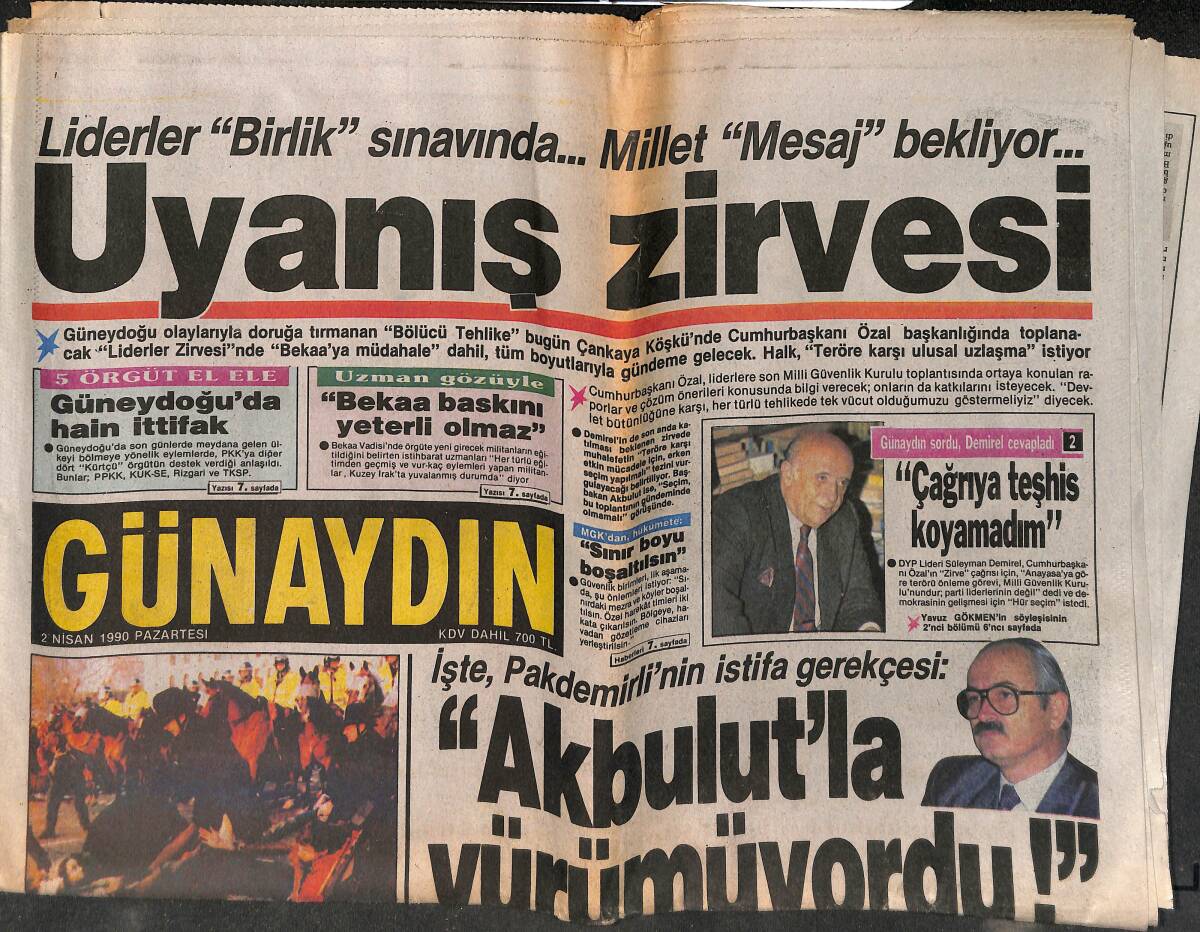 Günaydın Gazetesi 2 Nisan 1990 - Thatcher'ın İnadı İnat ! - TV'de Bayram Telaşı GZ152927 - 1