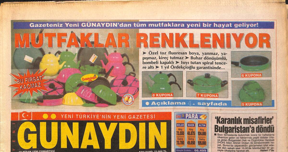 Günaydın Gazetesi 20 Nisan 1996 - İsrail'in Çağrısına Hizbullah Şartlı Evet Dedi - Hülya Avşar Show GZ147777 - 1