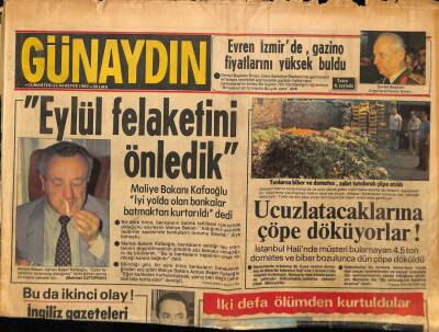 Günaydın Gazetesi 21 Ağustos 1982 - Adnan Başer KafaoğluEylül Felaketini Önledik GZ89486 - 1