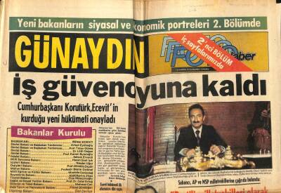 Günaydın Gazetesi 22 Haziran 1977 - Yeni Hükümetin Kaderini Korkut Özal Erol Çevikçe Görüşmesi Tayin Etti GZ58135 - 1