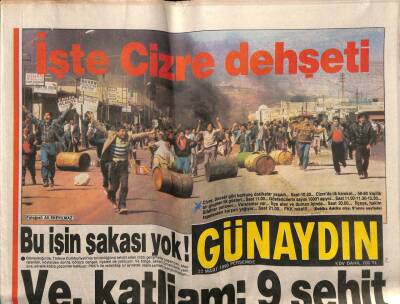 Günaydın Gazetesi 22 Mart 1990 - İşte Cizre Dehşeti, Katliam 9 Şehit GZ55809 - 1