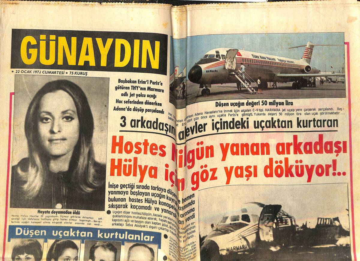Günaydın Gazetesi 22 Ocak 1972 - Başbakan Erim'i Protesto Eden 32 Öğrenciyi Fransız Polisi Tutukladı GZ142922 - 1