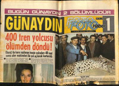 Günaydın Gazetesi 22 Ocak 1974 - 400 Tren Yolcusu Ölümden Döndü GZ58302 - 1