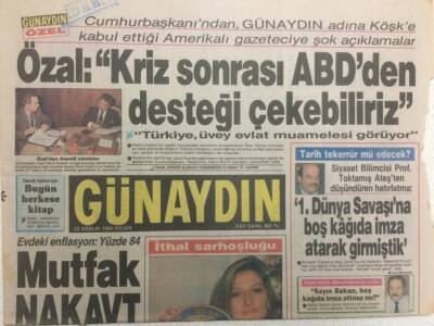 Günaydın Gazetesi 23 Aralık 1990 - Özal Kriz Sonrası ABDden Desteği Çekebiliriz GZ34352 - 1