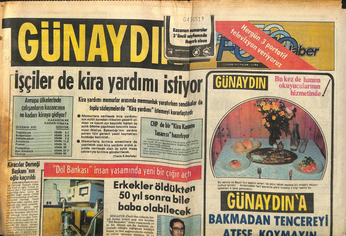 Günaydın Gazetesi 23 Ekim 1977 - İngilizler Ulusal Galeri'de Tablosu Olan Türk Vezirinin Kimliği Hakkında Yardım İstiyor GZ141053 - 1