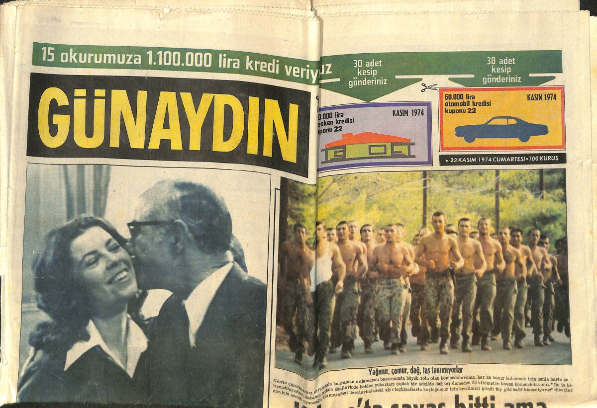 Günaydın Gazetesi 23 Kasım 1974 - Orhan Boran'ın 460 Tane Mendili Var - Kıbrıs'ta Savaş Bitti Ama Komandoların Çilesi Bitmedi GZ142386 - 1