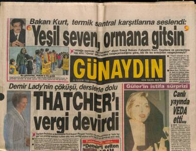 Günaydın Gazetesi 23 Kasım 1990 - Sezen Aksu Pipoyu Bırakmış , Yeniden Sigaraya Başlamıştı GZ85155 - 1