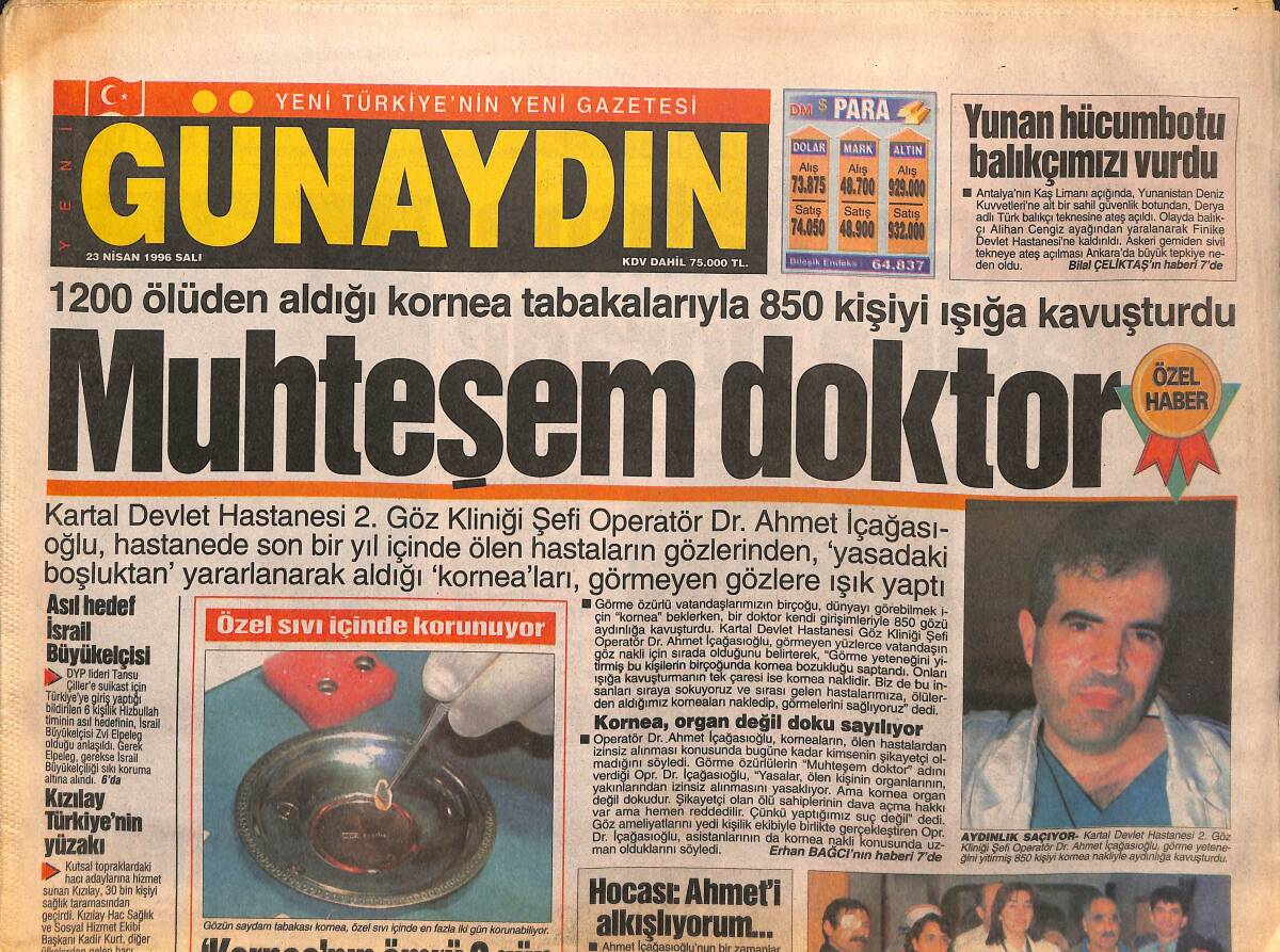 Günaydın Gazetesi 23 Nisan 1996 - Kraliçe Elizabeth 70. Yaş Gününü Kilise Ayini İle Kutladı - Tina Turner Büyüledi GZ147778 - 1