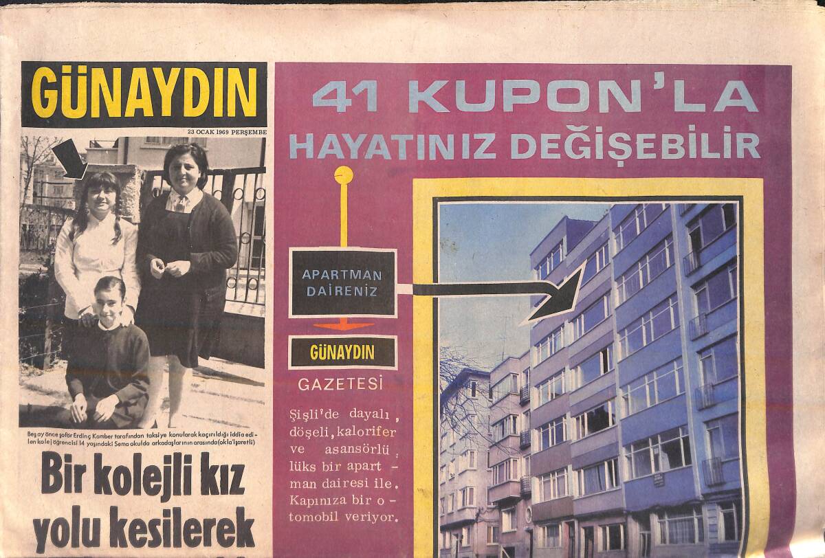 Günaydın Gazetesi 23 Ocak 1969 - Zennube, Kumarhane Kralı Laz Rahmi'nin Başını Derde Soktu - Şaki Özbay, 11 Kişilik Çetesi Irak'ta Tutuklu GZ157005 - 1