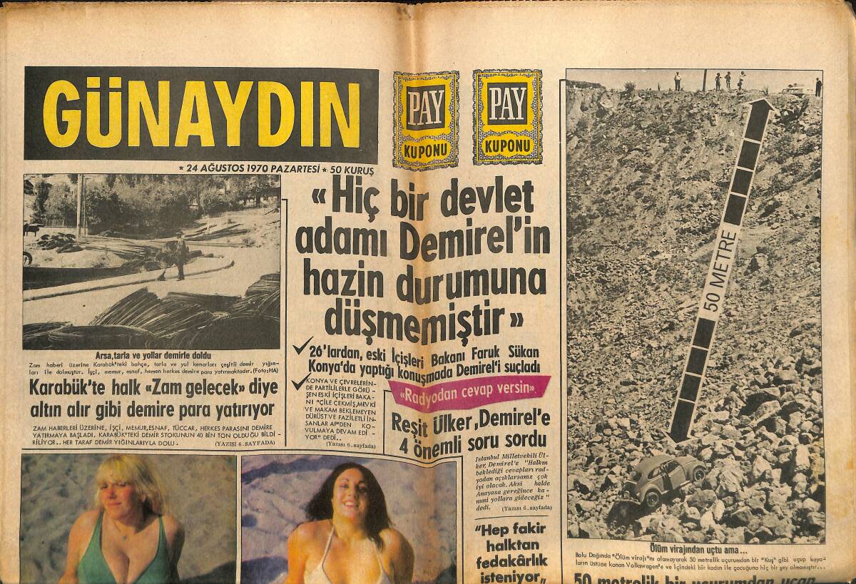 Günaydın Gazetesi 24 Ağustos 1970 - Alain Delon'un Eski Karısı 18 Yaşındaki Bir Delikanlıyı Evine Kapattı GZ152076 - 1