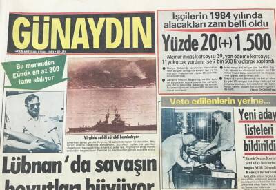 Günaydın Gazetesi 24 Eylül 1983-Dünyanın En Büyük Savaş Gemisi Beyrut Açıklarında GZ36511 - 1