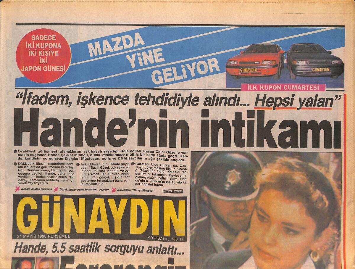 Günaydın Gazetesi 24 Mayıs 1990 - Beşiktaşlı Semra Hanımdan Şampiyonluk Sevinci - Cüneyt Arkın'ın Veda Gecesi GZ133911 - 1