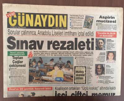Günaydın Gazetesi 24 Mayıs 1992 - Anadolu Lisesi Sınavı İçin Müthiş Skandal İddiası GZ10233 - 2