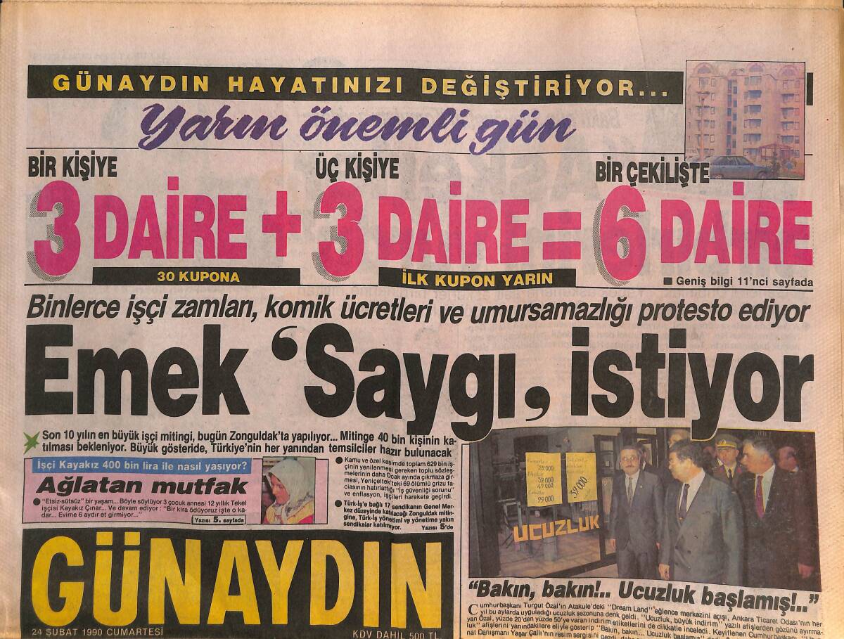 Günaydın Gazetesi 24 Şubat 1990 - Serpil Çakmaklı Ağlatacak - Bush İle Soğukluk GZ134182 - 1