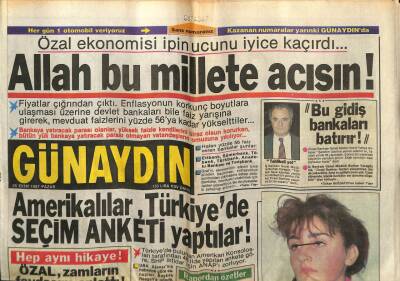 Günaydın Gazetesi 25 Ekim 1987 - Özal Ekonomisi İpin Ucunu Kaçırdı GZ61345 - 2