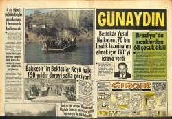 Günaydın Gazetesi 25 Ocak 1975 - Balıkesirin Bektaşlar Köyü Halkı 150 Yıldır Dereyi Salla Geçiyor GZ102358 - 2