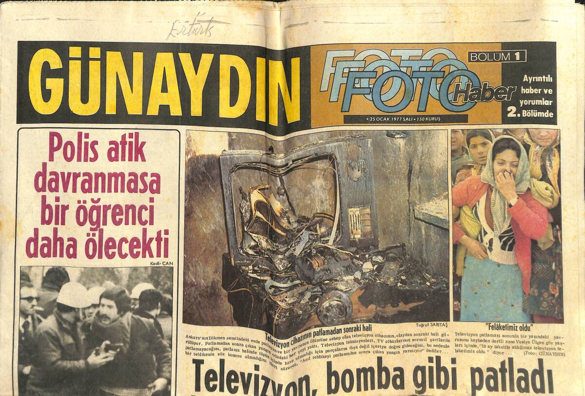 Günaydın Gazetesi 25 Ocak 1977 - Belgin Doruk Ne İdi Ne Oldu? - Fatma Girik Allahaısmarladık Yavrum Film Karesi! GZ142485 - 1