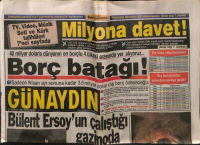 Günaydın Gazetesi 25 Şubat 1988 - Bülent Ersoyun Çalıştığı Gazinoda Cinayet GZ56807 - 1