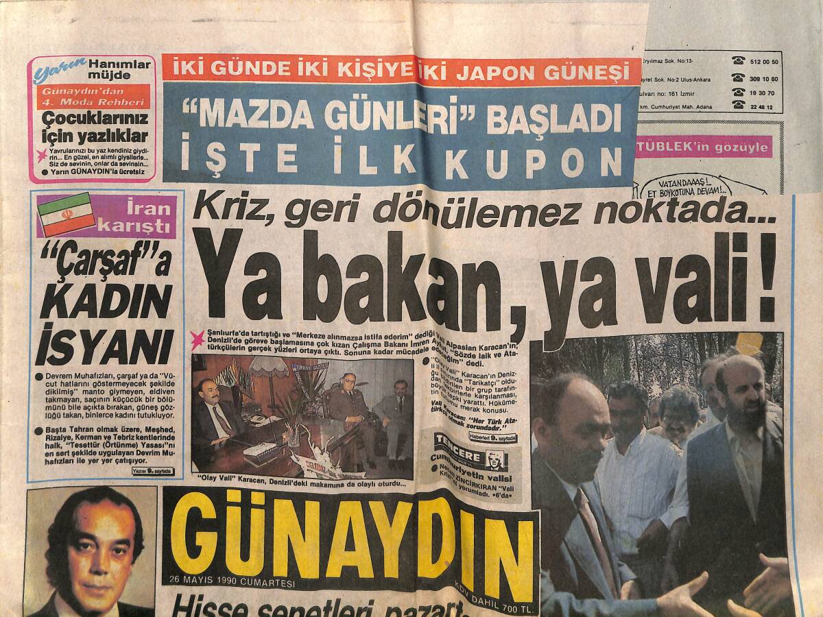 Günaydın Gazetesi 26 Mayıs 1990 - Serpil Çakmaklı Kendini Oynuyor - Müşerref Akay Paris Konseri GZ152319 - 1