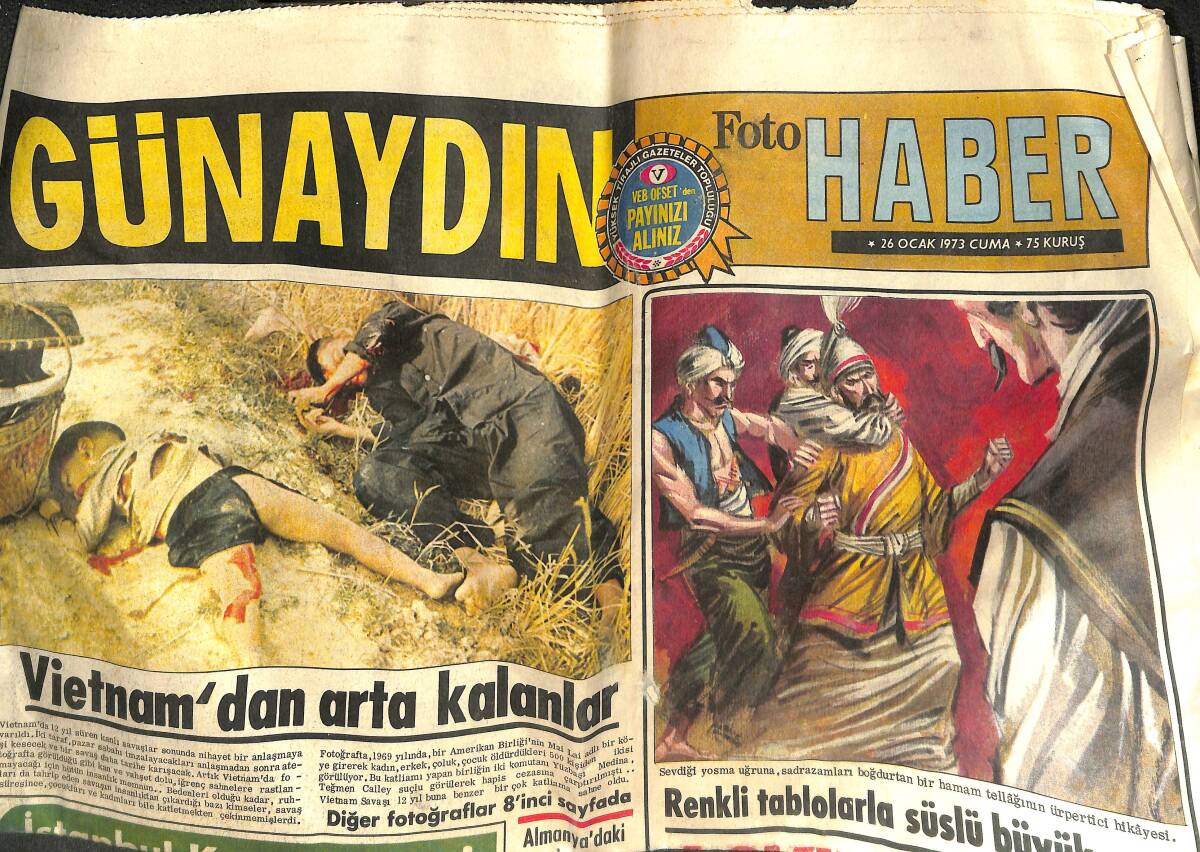 Günaydın Gazetesi 26 Ocak 1973 - Vietnam'dan Arta Kalanlar - Ressam Cemal Dündar Aşkın Kamçıladığı İsyan! GZ142479 - 1