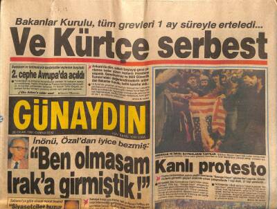 Günaydın Gazetesi 26 Ocak 1991 - Doğum Günü Hediyesi (Ve Kürtçe Serbest) GZ55793 - 1