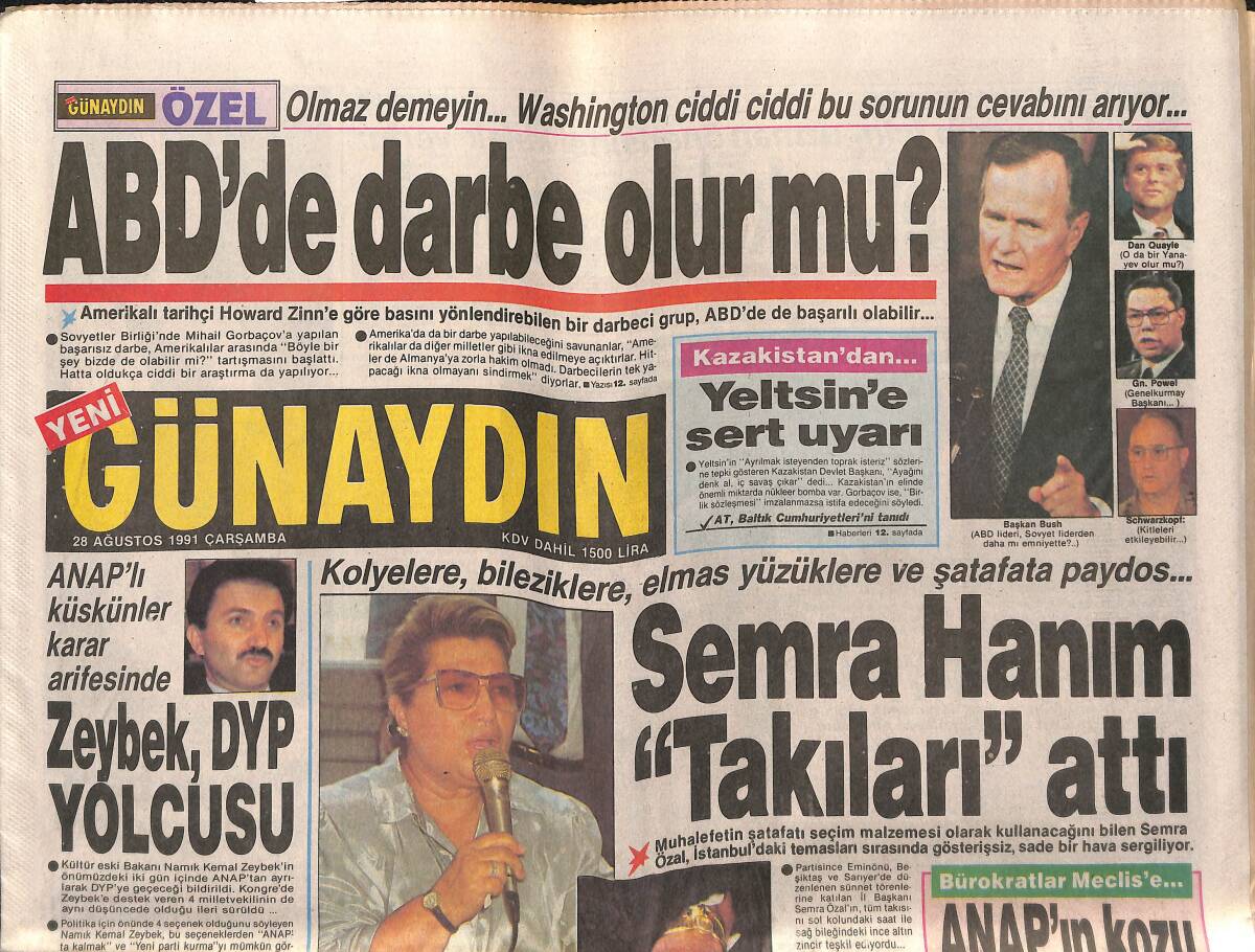 Günaydın Gazetesi 28 Ağustos 1991 - Özal , Varan Tesisi Açtı - Zeybek , DYP Yolcusu GZ151275 - 1