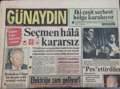 Günaydın Gazetesi 28 Ekim 1983 Başbakan Bülend Ulusu Bu Akşam Veda Yemeği Veriyor GZ36197 - 1
