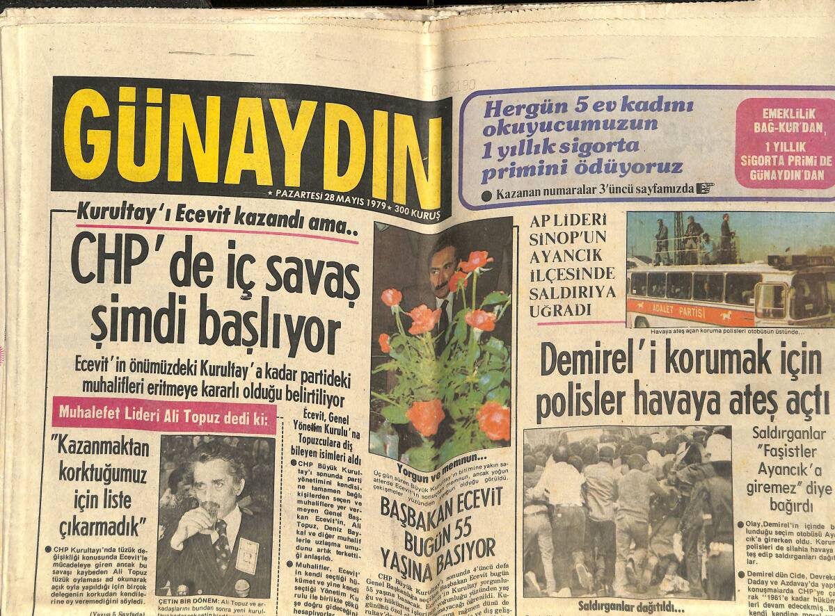 Günaydın Gazetesi 28 Mayıs 1979 - Demirel'i Koruman İçin Polisler Havaya Ateş Açtı - Claudia Cardinale Bebeği İle Olan İlk Fotoğrafını 400 Bine Sattı GZ143317 - 1