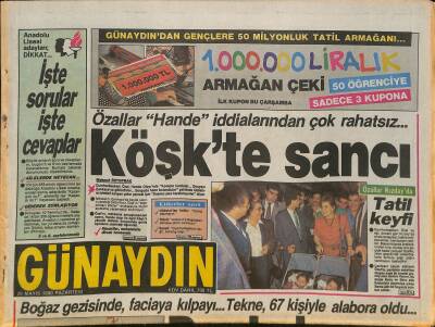 Günaydın Gazetesi 28 Mayıs 1990 - Turgut Özalı Korkutan Hande İddiası, Tanju Çolak Hülya Avşar Aşkı, Azerbaycan Bağımsızlık İlan Etti, Müjde Ar GZ126429 - 1
