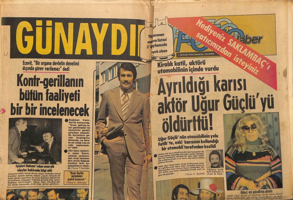 Günaydın Gazetesi 28 Ocak 1978 - Hitler Ve Frolayn Eva - Ayrıldığı Karısı Aktör Uğur Güçlü'yü Öldürttü GZ152116 - 1