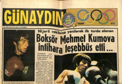 Günaydın Gazetesi 29 Ağustos 1972 - Boksör Mehmet Kumova İntihara Teşebbüs Etti GZ58181 - 1