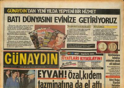 Günaydın Gazetesi 29 Aralık 1985 - Turgut Özala Zam İsyanı, Donna Stevans, Ajda Pekkan ve Ali Bars, Füsun Çağlar Gazino Afişi GZ126427 - 1