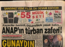 Günaydın Gazetesi 29 Aralık 1989 - ANAPın Türban Zaferi GZ64188 - 1