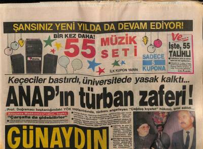 Günaydın Gazetesi 29 Aralık 1989 - ANAPın Türban Zaferi GZ64188 - 1
