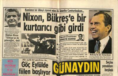 Günaydın Gazetesi 3 Ağustos 1969 - Nixon Bükreşe Bir Kurtarıcı Gibi Girdi GZ58158 - 1