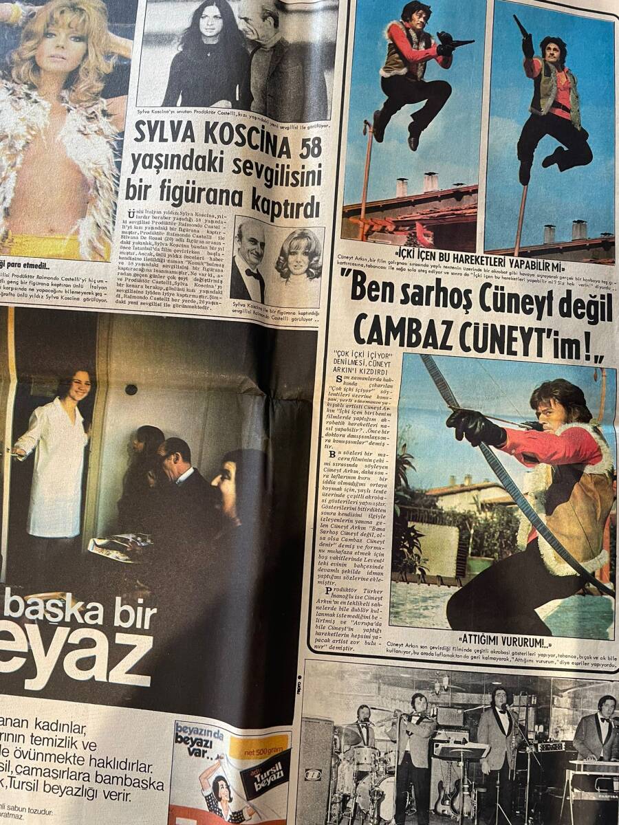 Günaydın Gazetesi 3 Aralık 1971 - Dansöz Semra, Dev Piton Yılanı İle Göbek Atıyor - Cüneyt Arkın: Ben Sarhoş Cüneyt Değil Cambaz Cüneytim GZ146437 - 2