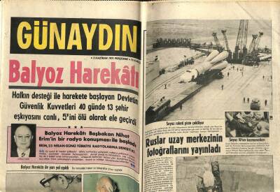 Günaydın Gazetesi 3 Haziran 1971 - Balyoz Harekatı, Ruslar Uzay Merkezinin Fotoğraflarını Yayınladı GZ58110 - 1